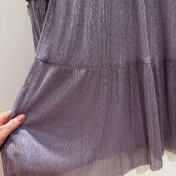 NWT MSK Womens Lavender Sheer Blouson Sleeve V-Neck Babydoll Dress Size L - Picture 9 of 10